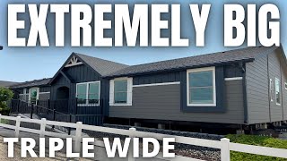 GIGANTIC triple wide mobile home with literally EVERYTHING Prefab House Tour [upl. by Deevan]