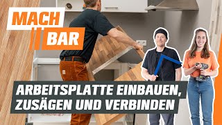 Arbeitsplatte einbauen zusägen und verbinden  OBI [upl. by Isoj]