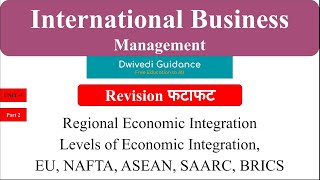 8 Regional Economic Integration  EU NAFTA ASEAN SAARC BRICS level of regional integration IBM [upl. by Enelad]