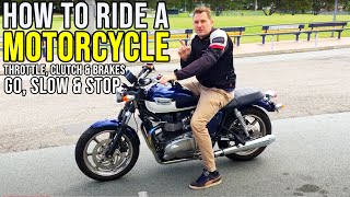 How To Ride A Motorcycle  Clutch Control and Brake  Take Off and Stop [upl. by Nilkoorb]