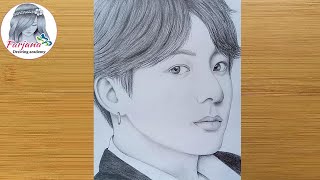 Pencil sketch Drawing of BTS Jungkook  Drawing Tutorial  Face Drawing  防弾少年団 [upl. by Tiram894]