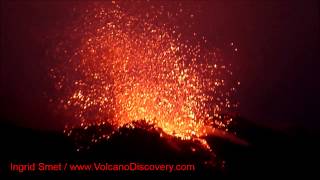 Lava flow and large explosion from Stromboli volcano Eolian Islands Italy [upl. by Nyleuqaj]