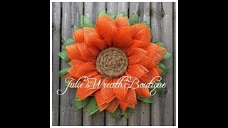 Sunflower Wreath  Added Leaves and Braided Center Method  Facebook LIve [upl. by Yreneh]