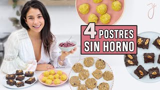 4 POSTRES SIN HORNO  Fáciles Saludables y Deliciosos 🍪 [upl. by Haelak]