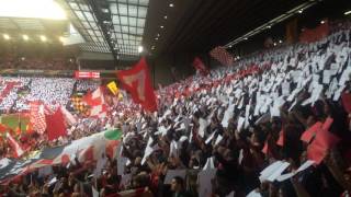 Anfield Sings Amazing Version Of Liverpool FCs quotYoull Never Walk Alonequot vs Villarreal May 2016 [upl. by Aihsekan]