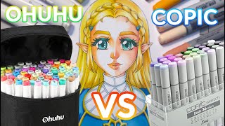 Ohuhu Brush Markers VS Copic Markers REVIEW [upl. by Donielle]