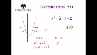 Quadratic Inequalities  Corbettmaths [upl. by Llecrad]