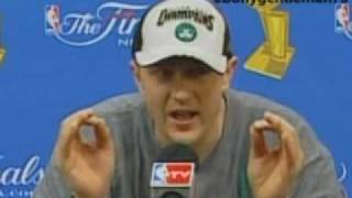 Celtics Brian Scalabrine talks trash after NBA Title Win [upl. by Donata]