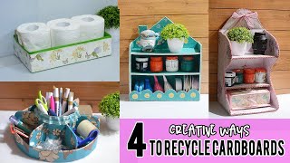 4 Creative Ways To Recycle Cardboards How To Recycle Cardboard Box [upl. by Dnaltiak11]