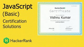 JavaScript Basic HackerRank Certificate  Solution [upl. by Yenitsed]