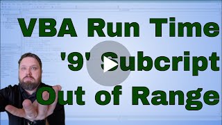 VBA RunTime Error 9 Subscript out of range [upl. by Naus]