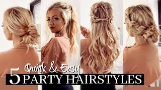 5 QUICK amp EASY PARTY HAIRSTYLES  HEATLESS [upl. by Anileme]