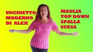 MAGLIA MARILYN SPALLE SCOPERTE tutorial ogni taglia UNCINETTO [upl. by Lola]