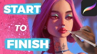 How to Paint in PROCREATE  Painting a Portrait from Start to Finish [upl. by Ssilem]