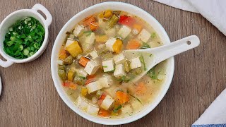 Simple amp Healthy Vegan Tofu Veggie Soup [upl. by Alekram90]