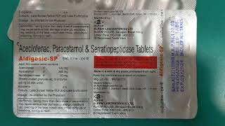 Aceclofenac Paracetamol and Serratiopeptidase Tablets Uses  Aldigesic SP Tablet [upl. by Nylknarf]