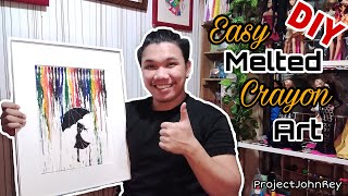 DIY  Easy Melted Crayon Art  ProjectJohnRey [upl. by Baptlsta]