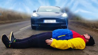 Tesla Model 3 Autopilot  EXTREME Obstacle test [upl. by Lledniuq]