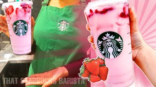 STARBUCKS BARISTA MAKES A PINK DRINK  Starbucks Employee Shows How To Make A Starbucks Pink Drink [upl. by Brosine]