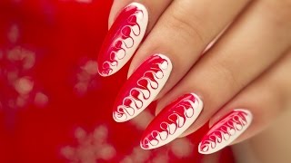 Christmas Gel Nail Art Two Tone Swirl [upl. by Fosque730]