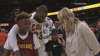 LeBron James sons grade his performance in Cavaliers OT win vs Clippers  ESPN [upl. by Ahsinal945]