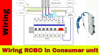 How to wire RCBO in consumer unit UK RCBO wiring [upl. by Ferree]