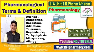 Pharmacological Terms  L4 Unit1 Pharmacology  4th Semester [upl. by Bullard]