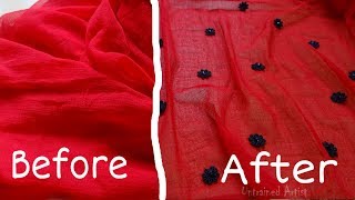 Plain dupatte ko designer kaise banaen  DIY simple to Designer Dupatta  Dupatta design ideas [upl. by Ferneau122]