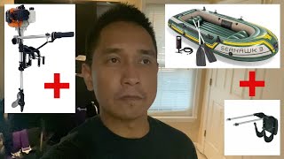 Intex Seahawk 3 Inflatable Boat amp Outboard Motor Mount  Unboxing Assembly SetUp Review [upl. by Nnov]