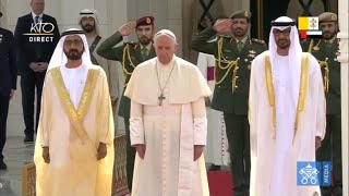 Cérémonie de bienvenue du pape François aux Emirats Arabes Unis [upl. by Nelon]