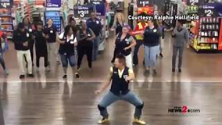 Walmart Employees ‘Roll It Back’ With EPIC Cupid Shuffle Dance [upl. by Birk]