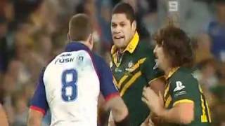 Australia vs England Willie Mason knocks Feildon out cold [upl. by Holsworth]