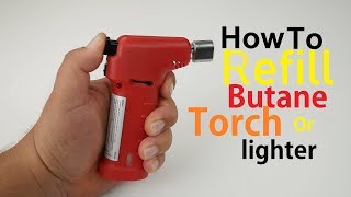 How To Refill Butane Torch Lighter Simple Easy [upl. by Ybhsa]