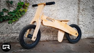 BICICLETA de MADERA CASERA PASO A PASO para EQUILIBRIO  BALANCE BIKE WOODEN [upl. by Schertz]