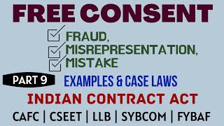 Fraud  Misrepresentation  Mistake  Free Consent  Indian Contract Act  Caselaws  Example [upl. by Sorkin]