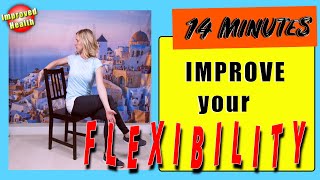 SEATED STRETCHING ROUTINE  Chair Exercises  Beginner Flexibility Routine [upl. by Agiaf]