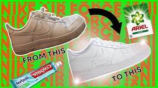 HOW TO CLEAN AIR FORCE 1s USING HOUSEHOLD ITEMS [upl. by Eizzil]