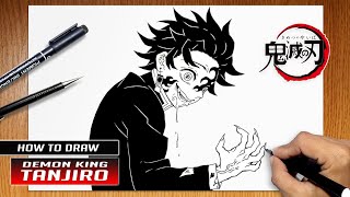 How to draw Demon King Tanjiro  Kimetsu No Yaiba Chapter 201 [upl. by Ilyssa]