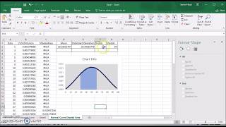 Creating Normal Curve Bell Shape Curve in Excel 2016 Office 365 With Shaded Area [upl. by Annahoj365]