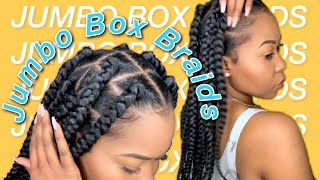 EASY Jumbo Box Braids  Rubberband Method  Beginner Friendly  Protective Style [upl. by Aretta]