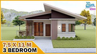 75x11m Simple House Design  3 Bedroom  Pinoy Dream House [upl. by Nikita130]