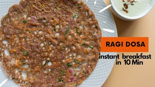 Instant Ragi Dosa Recipe in 10 Mins  Crispy Ragi Finger Millet Dosa [upl. by Roye]