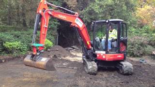 Grading A Driveway With A Kubota U484 Excavator [upl. by Needan776]