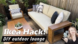 IKEA HACK How to make a cheap DIY outdoor sofa lounge  Restoration Hardware amp West Elm Inspired [upl. by Nanoc]