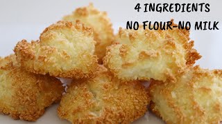 4 INGREDIENTS COCONUT COOKIES RECIPE  EASY HOMEMADE COOKIES [upl. by Yrocal761]