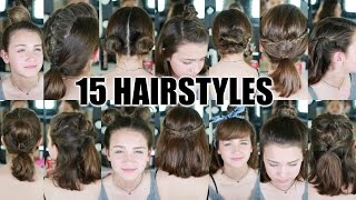 15 Heatless Hairstyles for SHORT hair BACK TO SCHOOL [upl. by Lamar754]