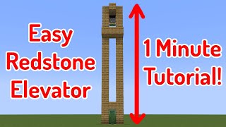 Minecraft SIMPLEST Redstone Elevator 1 Minute Tutorial [upl. by Hairahcaz]