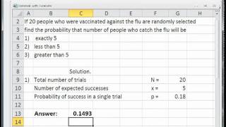 Solve Binomial Distributions Problems with Excel [upl. by Eglanteen712]