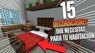 TOP 15 Decoraciones que Necesitas PARA tu HABITACIÓN en Minecraft [upl. by Attwood]