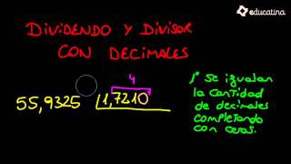 Divisor y dividendo con decimales  Aritmética  Educatina [upl. by Wang]